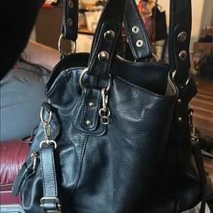 Black Leather Tote Bag